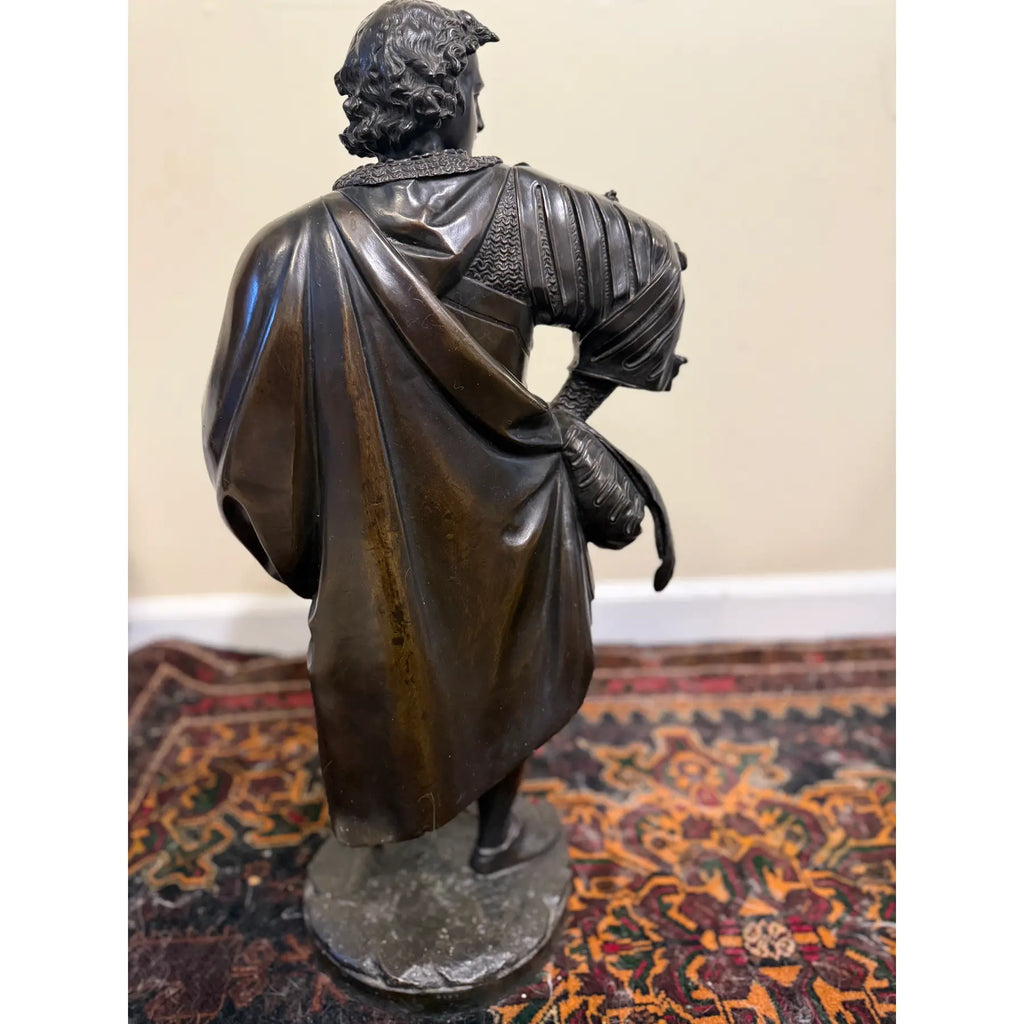 Antique 25” Signed 19th Century French Bronze Sculpture The Landsknecht Cavalier by Albert-Ernest Carrier Belleuse