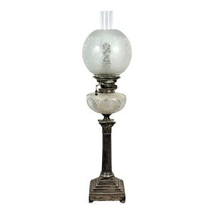 Stunning 29” 1875 Sheffield Sterling Silver And Cut Glass Corinthian Banquet Lamp