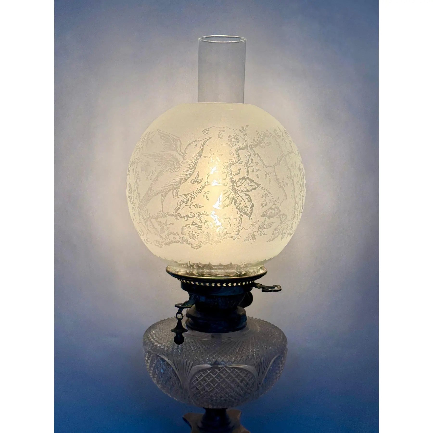 Stunning 29” 1875 Sheffield Sterling Silver And Cut Glass Corinthian Banquet Lamp