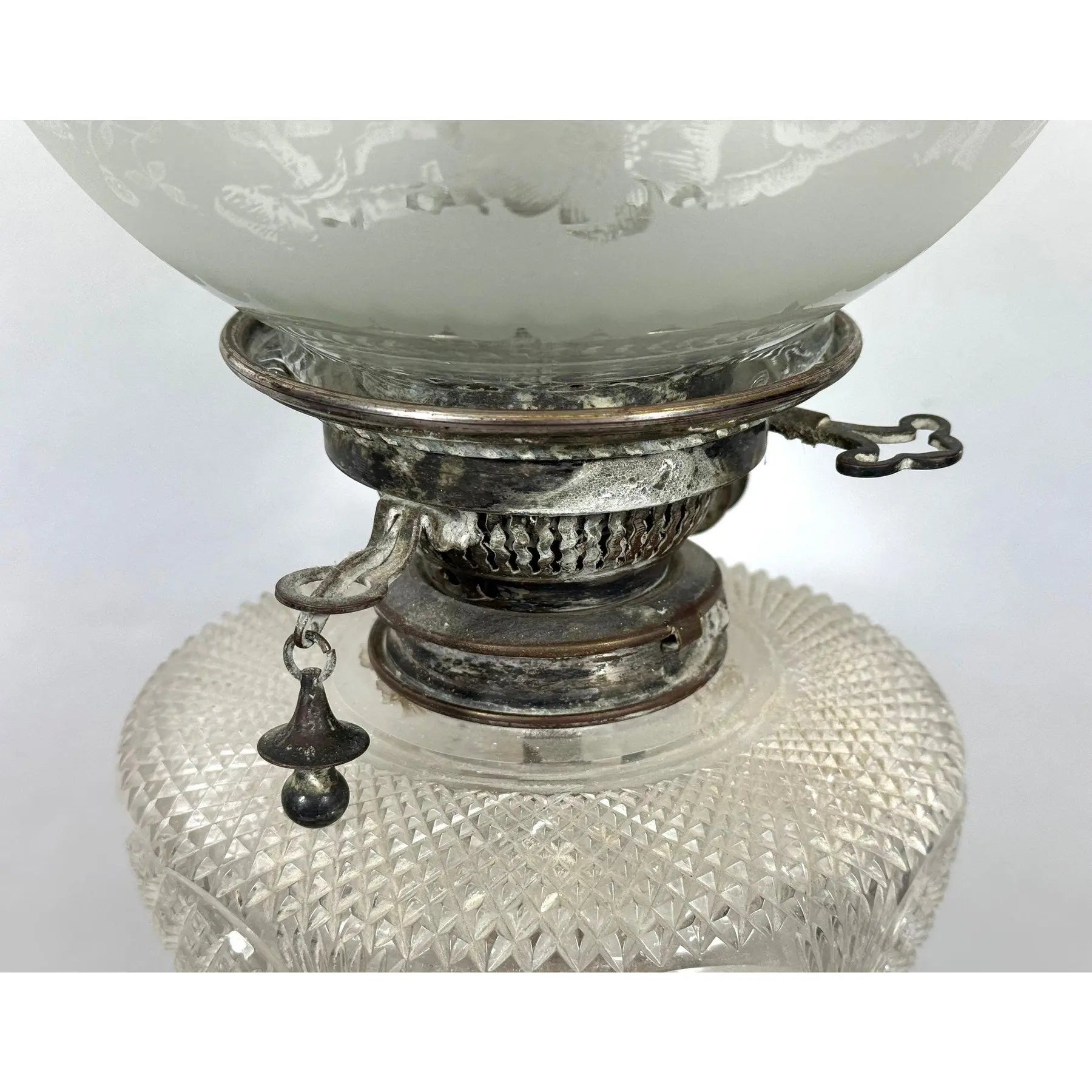 Stunning 29” 1875 Sheffield Sterling Silver And Cut Glass Corinthian Banquet Lamp