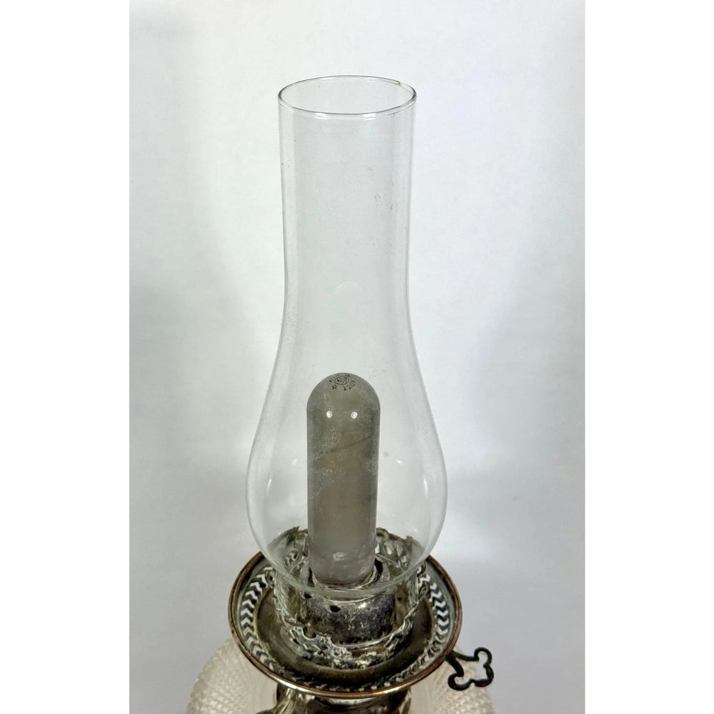Stunning 29” 1875 Sheffield Sterling Silver And Cut Glass Corinthian Banquet Lamp