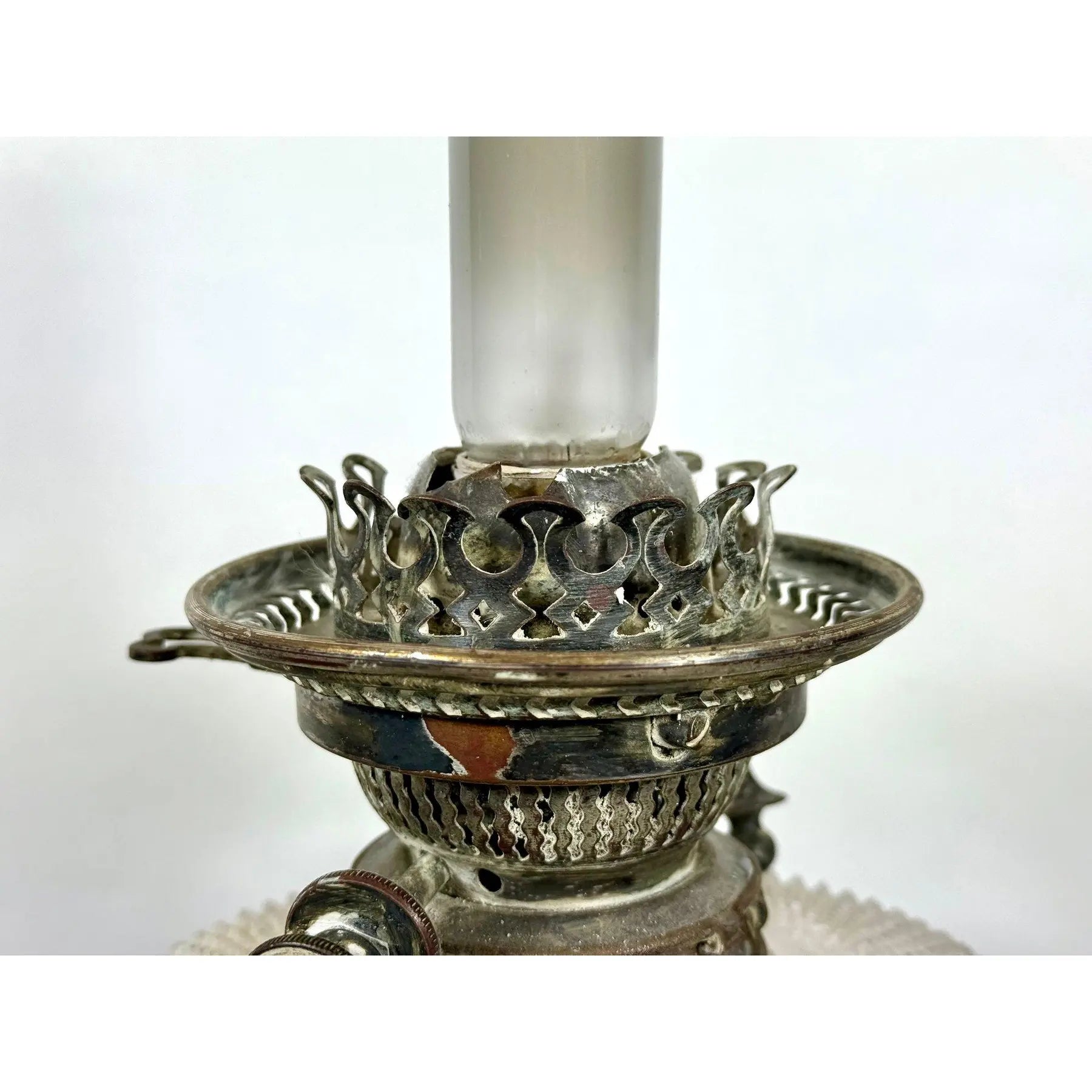 Stunning 29” 1875 Sheffield Sterling Silver And Cut Glass Corinthian Banquet Lamp