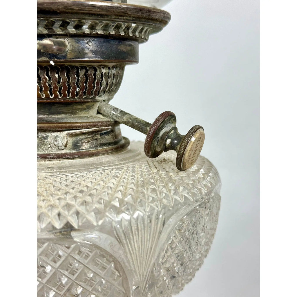 Stunning 29” 1875 Sheffield Sterling Silver And Cut Glass Corinthian Banquet Lamp