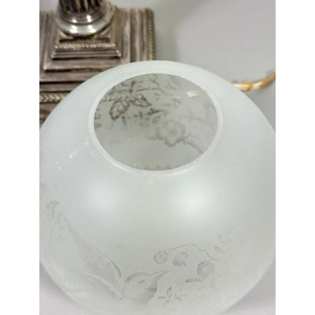 Stunning 29” 1875 Sheffield Sterling Silver And Cut Glass Corinthian Banquet Lamp