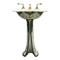 Sherle Wagner Chinoiserie Hand Painted Pedestal Sink and Complete 24k Gold Hardware Suite