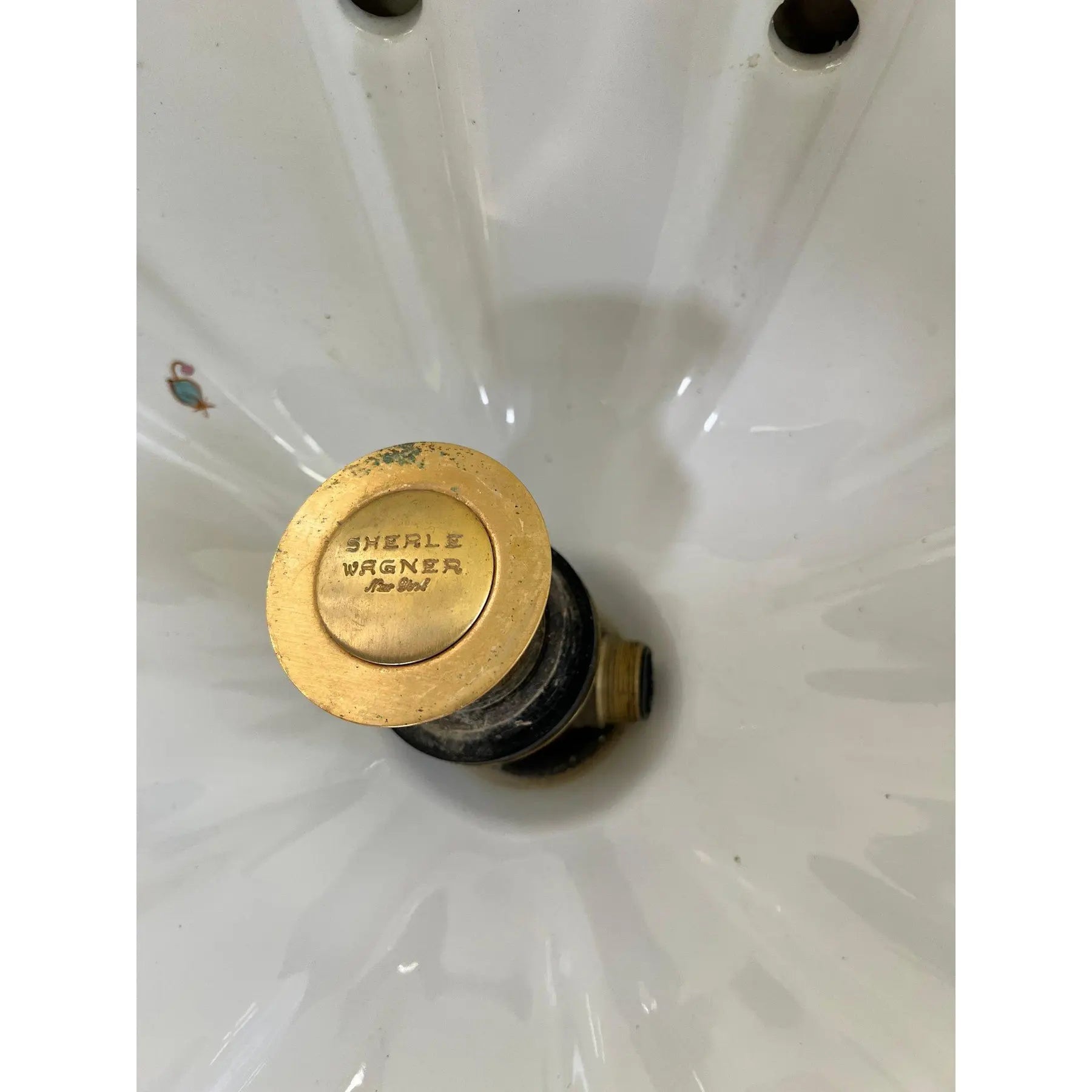 Sherle Wagner Chinoiserie Hand Painted Pedestal Sink and Complete 24k Gold Hardware Suite
