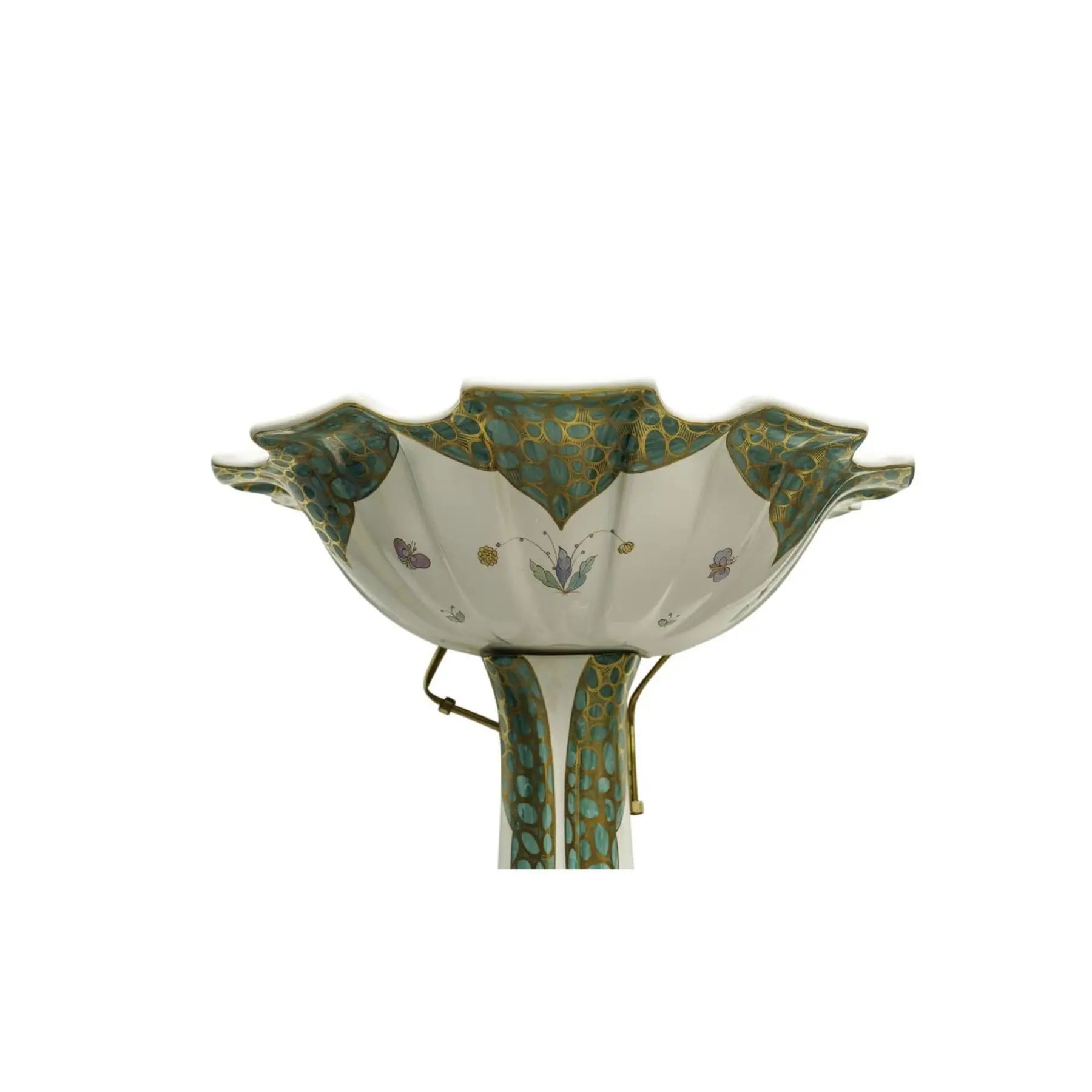 Sherle Wagner Chinoiserie Hand Painted Pedestal Sink and Complete 24k Gold Hardware Suite
