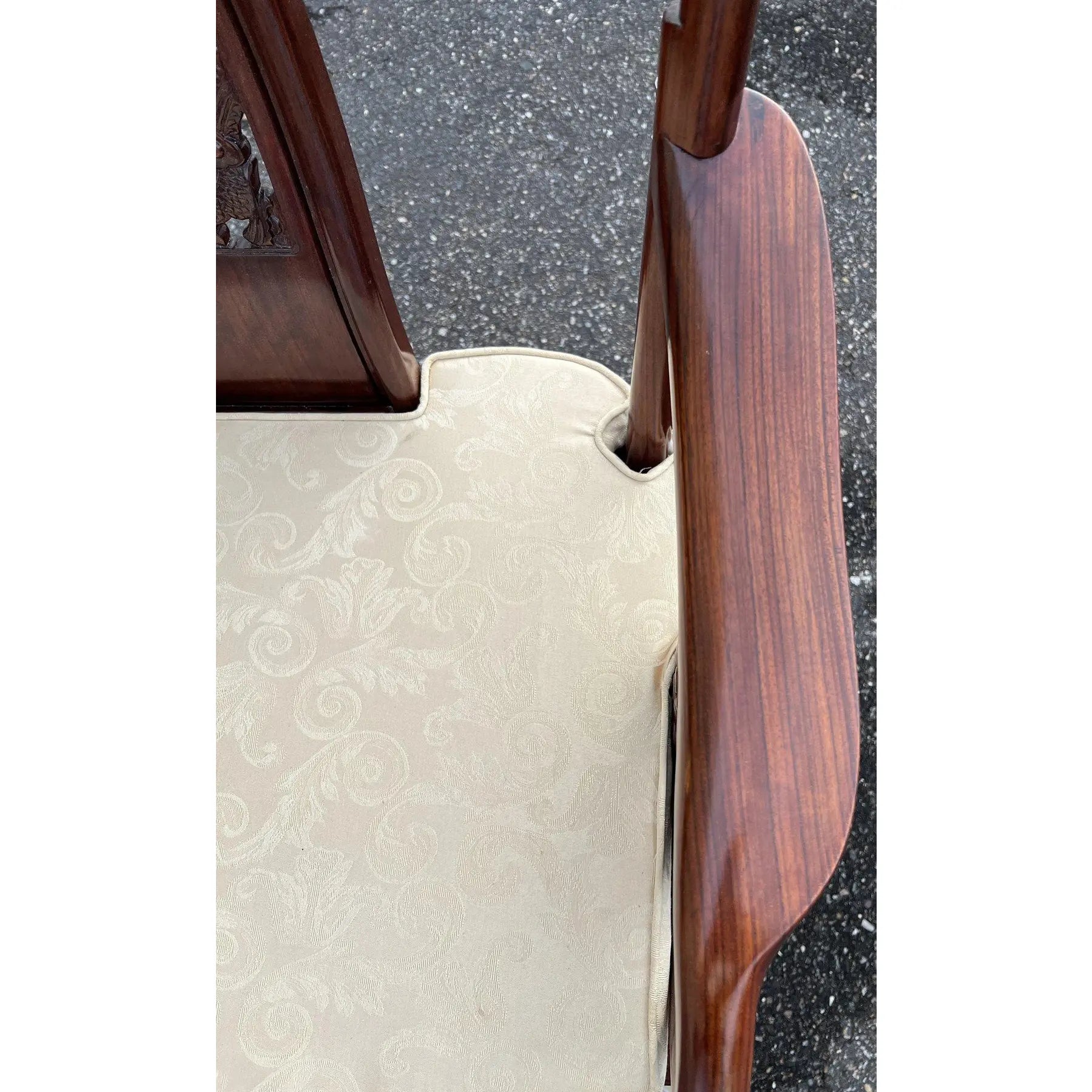 Exquisite Pair of 20th C. Chinese Hand-Carved Rosewood “Imperial Dragon” Armchairs Hongmu Mid Century