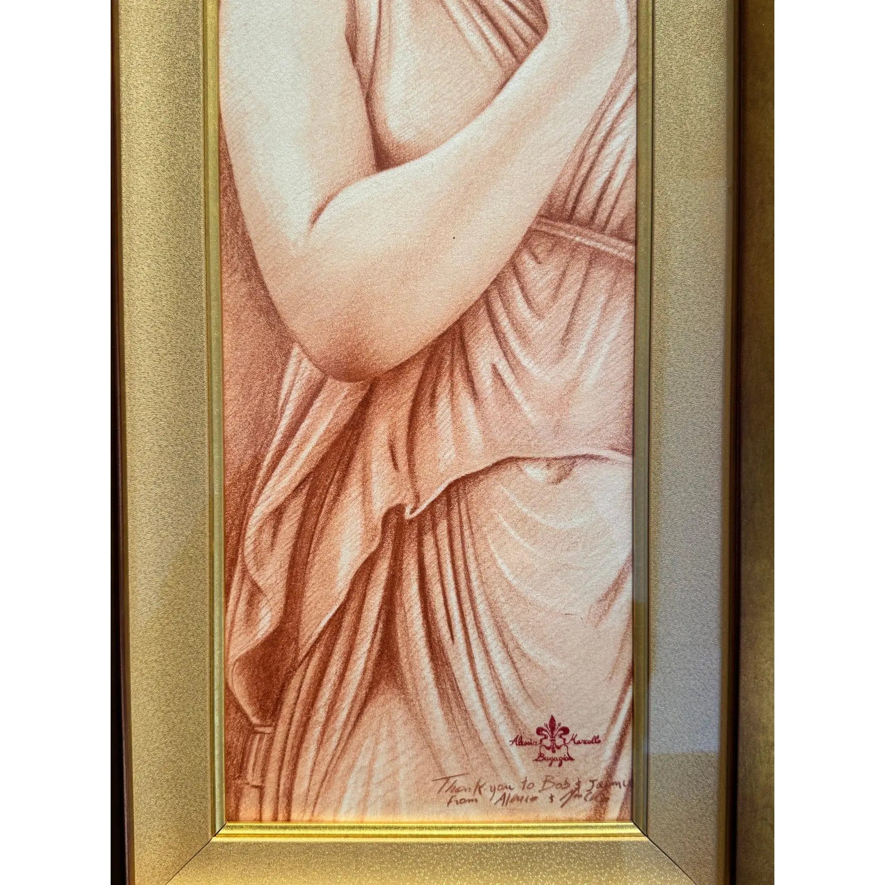 Original Signed Drawing By The Twins Bugagiar Danzatrice Study For The Three Graces Florentine Neo Classical Art
