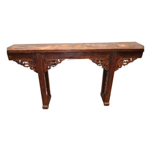 67” 19th Century Antique Chinese Qing Dynasty Dragon Altar Table Solid Elmwood Long Console