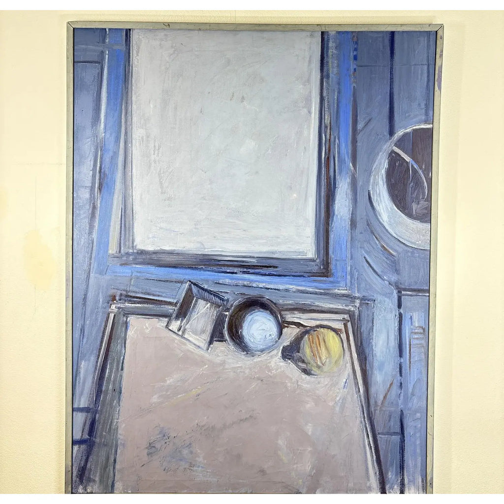 Substantial 54” 1967 Paul Havas Original Oil Painting Artist Studio Interior Large Scale Mid Century Modern