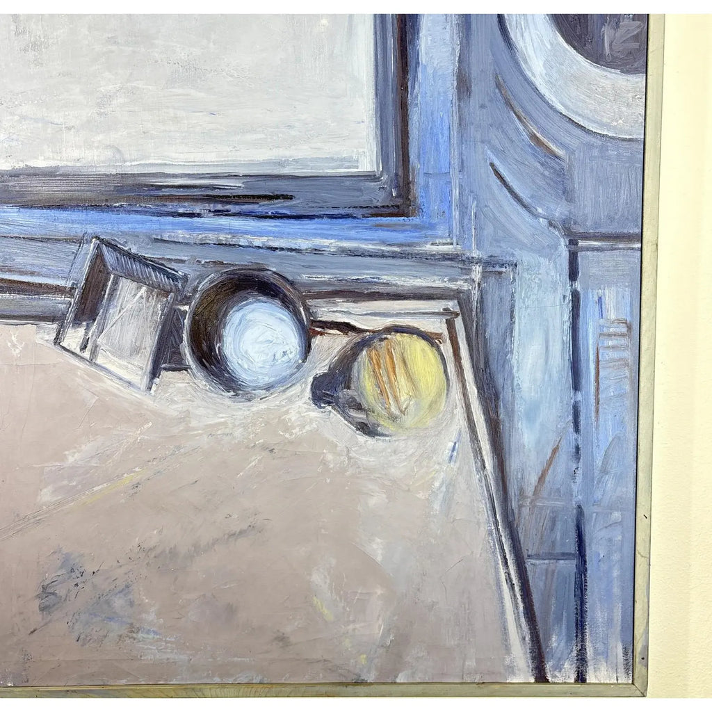 Substantial 54” 1967 Paul Havas Original Oil Painting Artist Studio Interior Large Scale Mid Century Modern