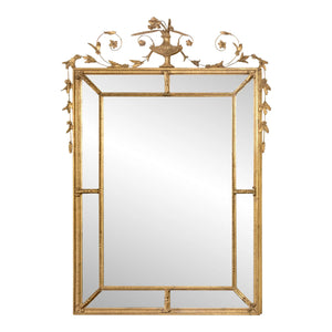 Stunning 58” Friedman Brothers Louis XVI Giltwood Wall Mirror With Urn And Floral Crest
