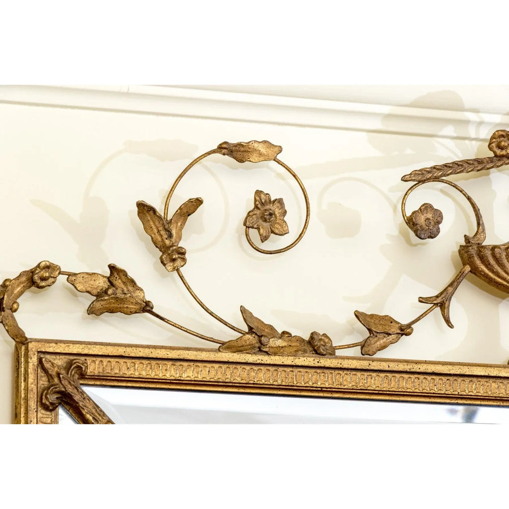 Stunning 58” Friedman Brothers Louis XVI Giltwood Wall Mirror With Urn And Floral Crest