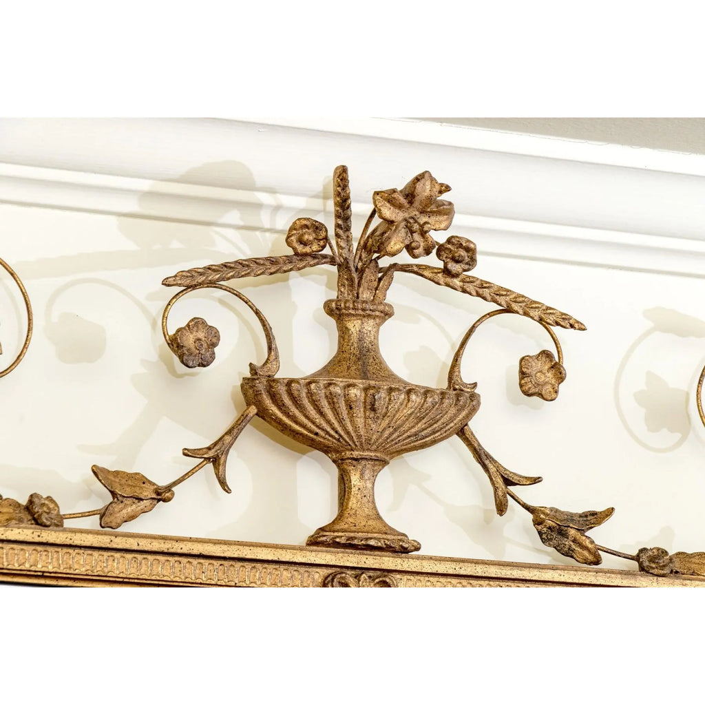 Stunning 58” Friedman Brothers Louis XVI Giltwood Wall Mirror With Urn And Floral Crest