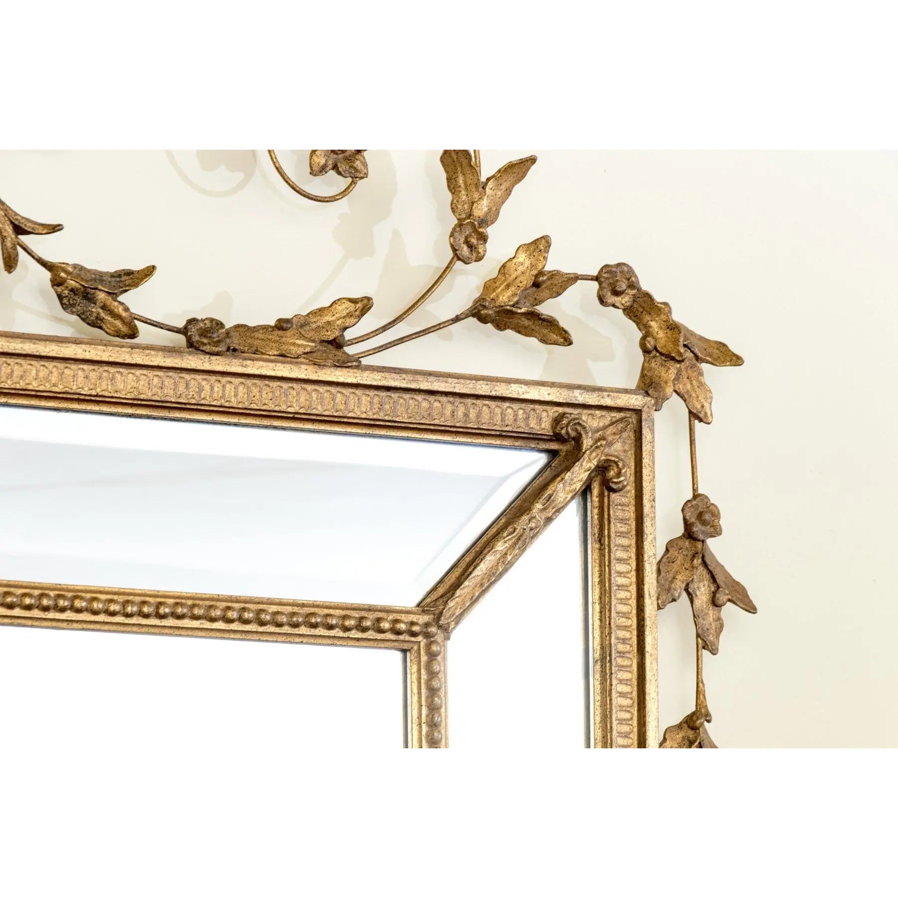 Stunning 58” Friedman Brothers Louis XVI Giltwood Wall Mirror With Urn And Floral Crest