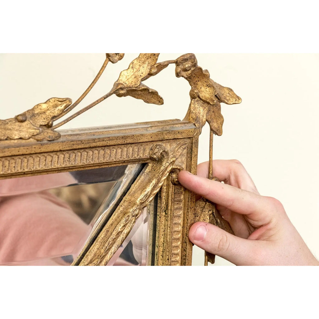 Stunning 58” Friedman Brothers Louis XVI Giltwood Wall Mirror With Urn And Floral Crest