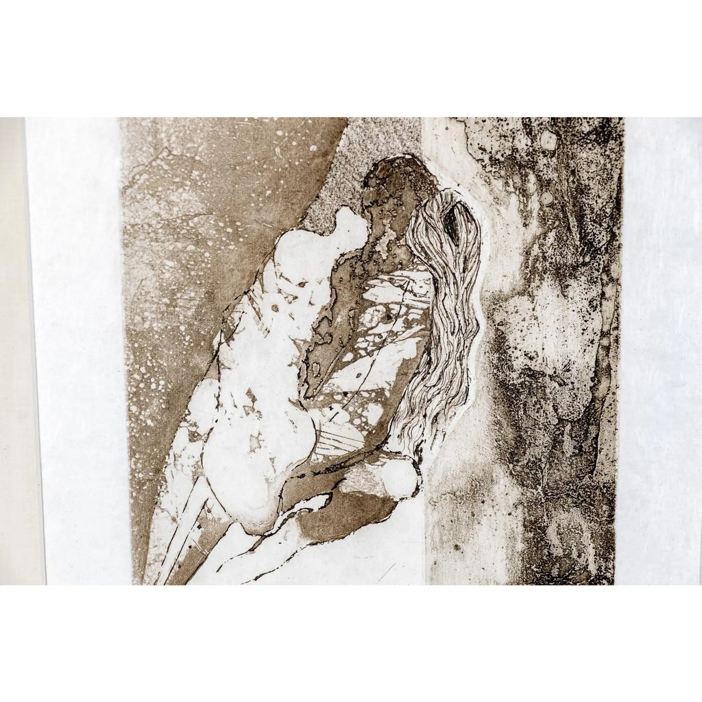 Limited Edition 1970 Dorothea Tanning Signed Original Etching - Amoureux Au Bord De Mer - Japan Paper Surrealism
