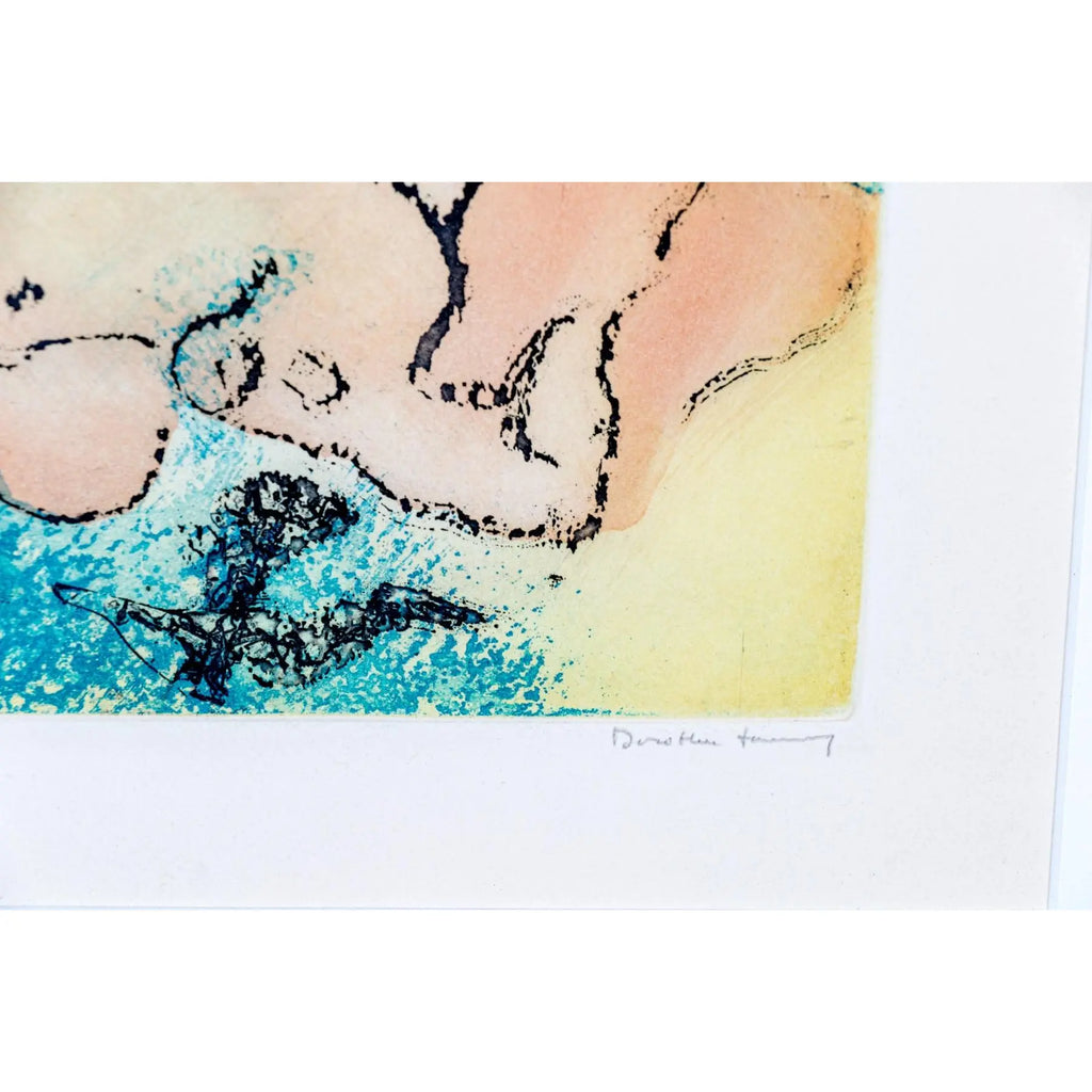 Rare Signed 1973 Dorothea Tanning Surrealist Color Etching En Chair Et En Or Limited Edition 6/100