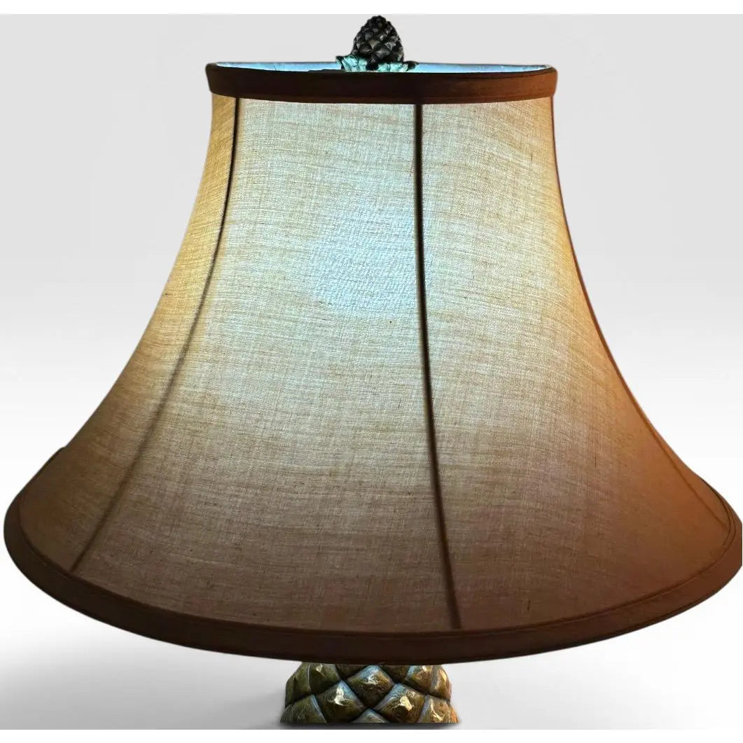 Vintage Hollywood Regency Painted Composition Pineapple Lamps - A Pair