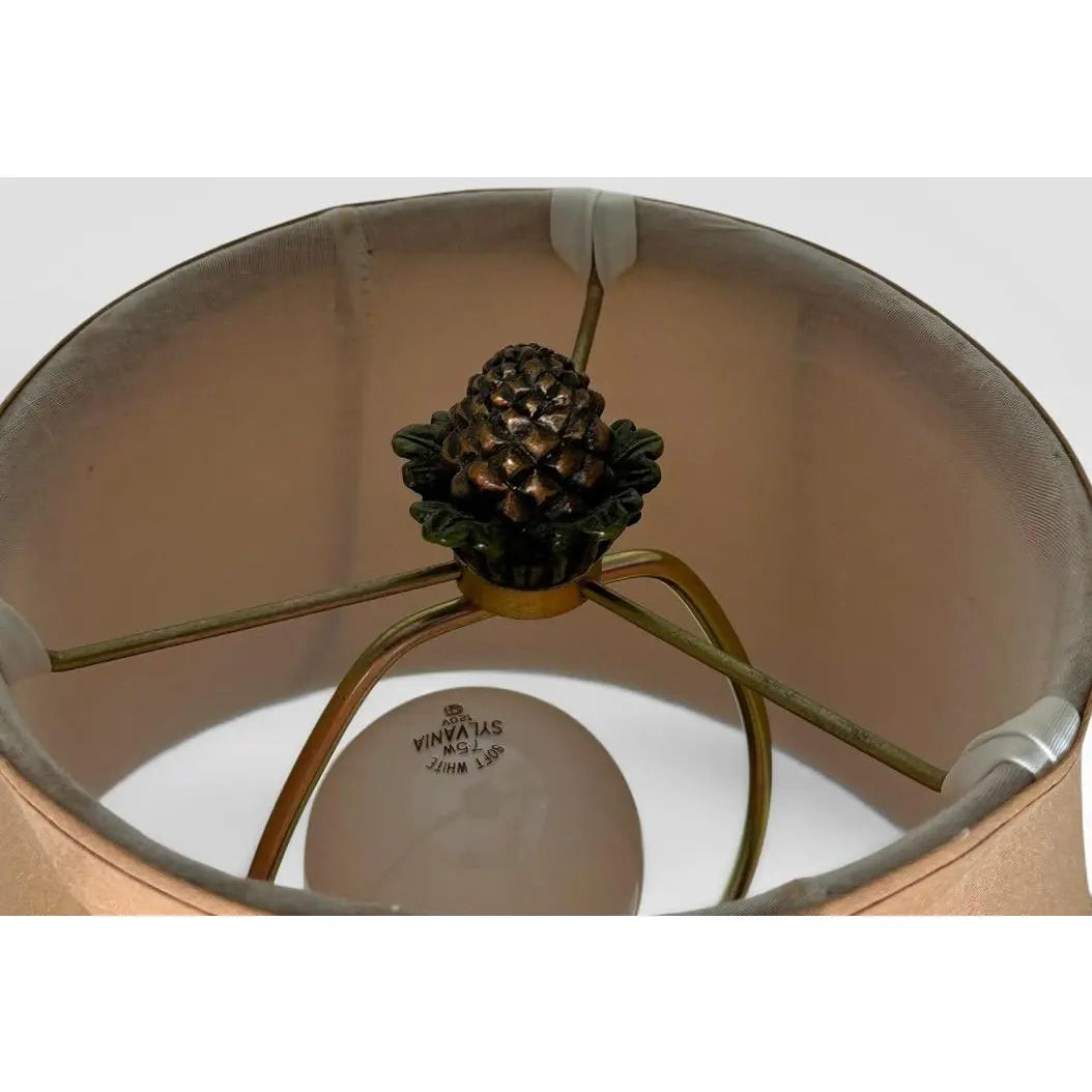 Vintage Hollywood Regency Painted Composition Pineapple Lamps - A Pair