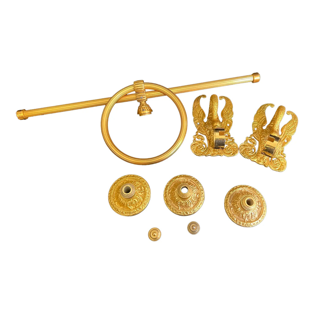 Iconic Sherle Wagner Imperial Swan 24k Gold & Rock Crystal Bathroom Suite