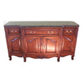 71” Bau Furniture French Louis XV Burl Wood And Green Marble Sideboard Buffet