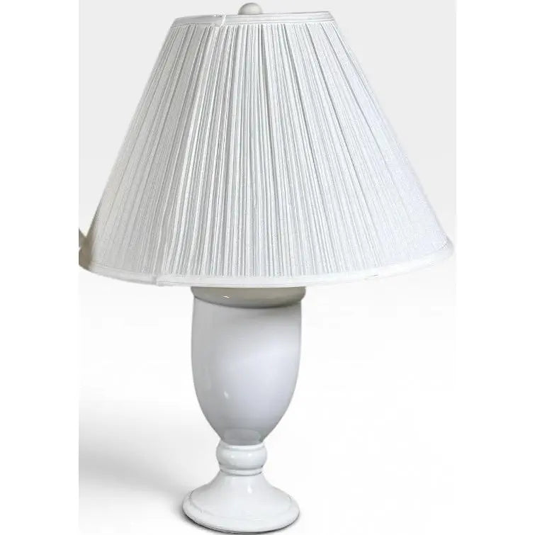 Vintage Neoclassical White Glazed Ceramic Urn Lamps - A Pair