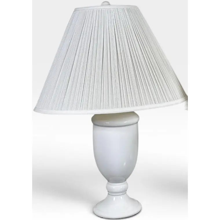 Vintage Neoclassical White Glazed Ceramic Urn Lamps - A Pair