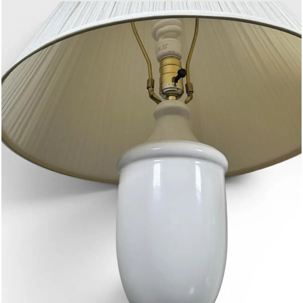 Vintage Neoclassical White Glazed Ceramic Urn Lamps - A Pair