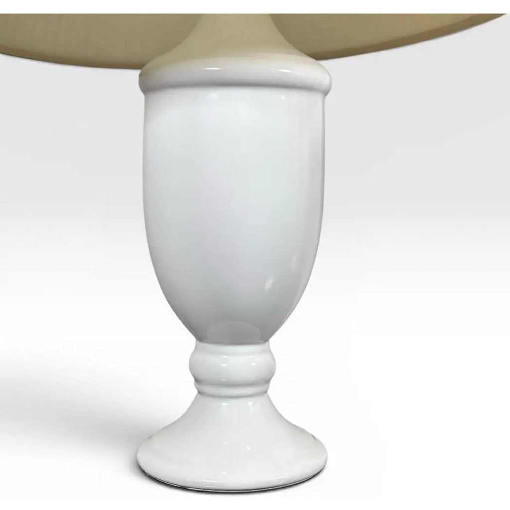 Vintage Neoclassical White Glazed Ceramic Urn Lamps - A Pair