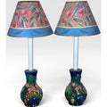 Vintage Majolica Style Glazed Ceramic Monkey Table Lamps - A Pair