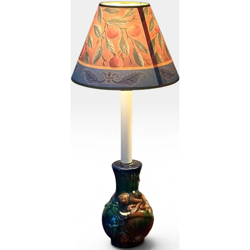 Vintage Majolica Style Glazed Ceramic Monkey Table Lamps - A Pair