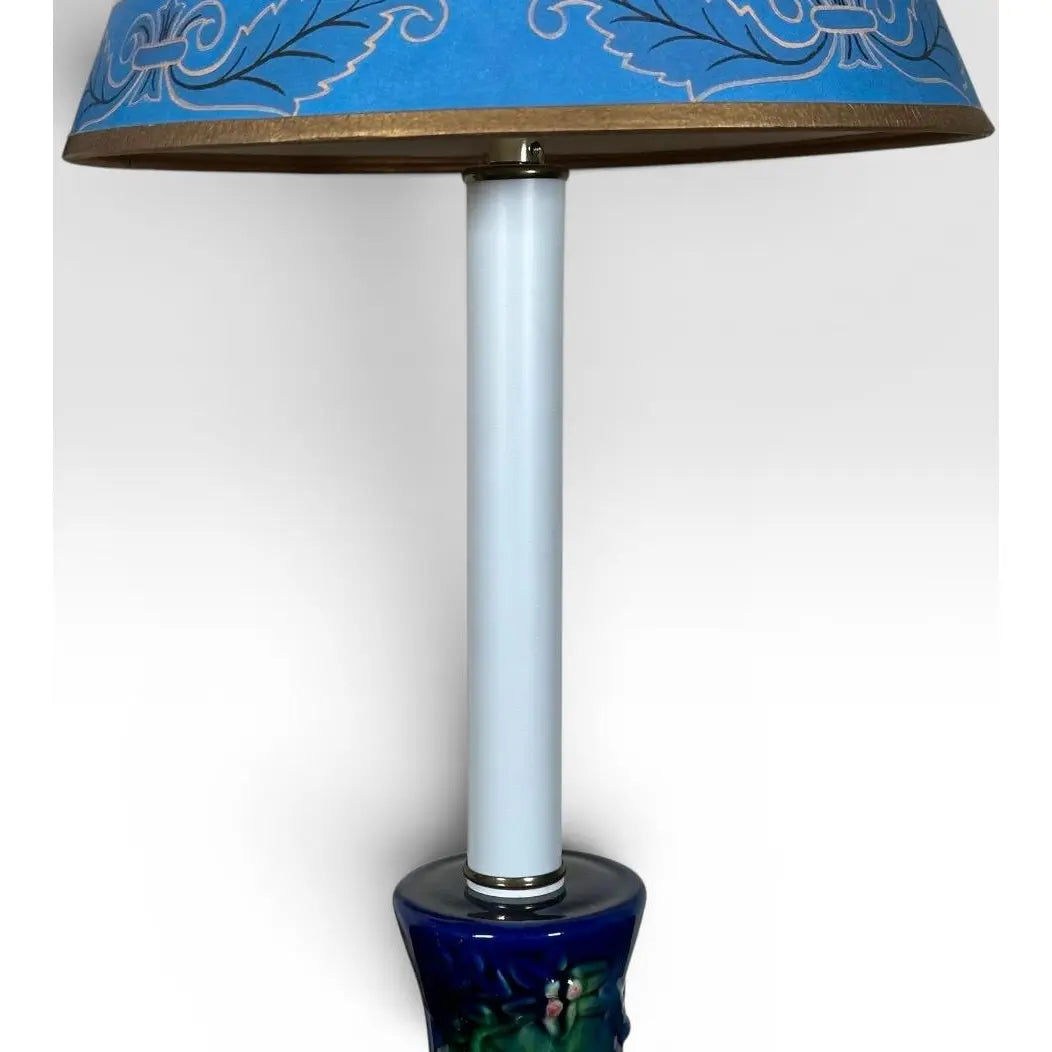 Vintage Majolica Style Glazed Ceramic Monkey Table Lamps - A Pair