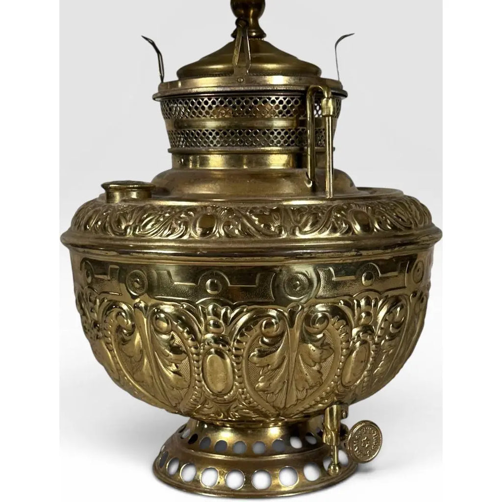 Antique Thomas B Adams and Sons Electrified Brass Oil Lamp