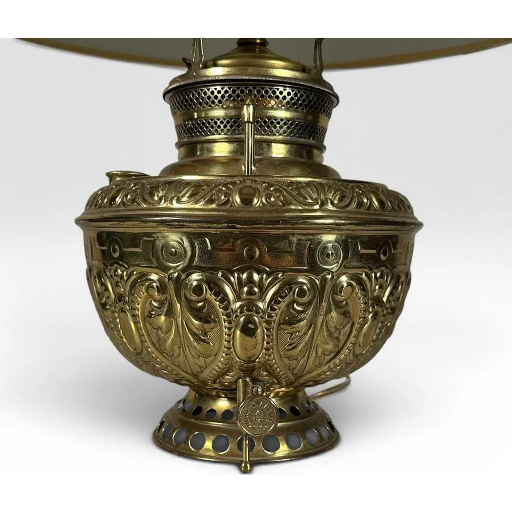 Antique Thomas B Adams and Sons Electrified Brass Oil Lamp
