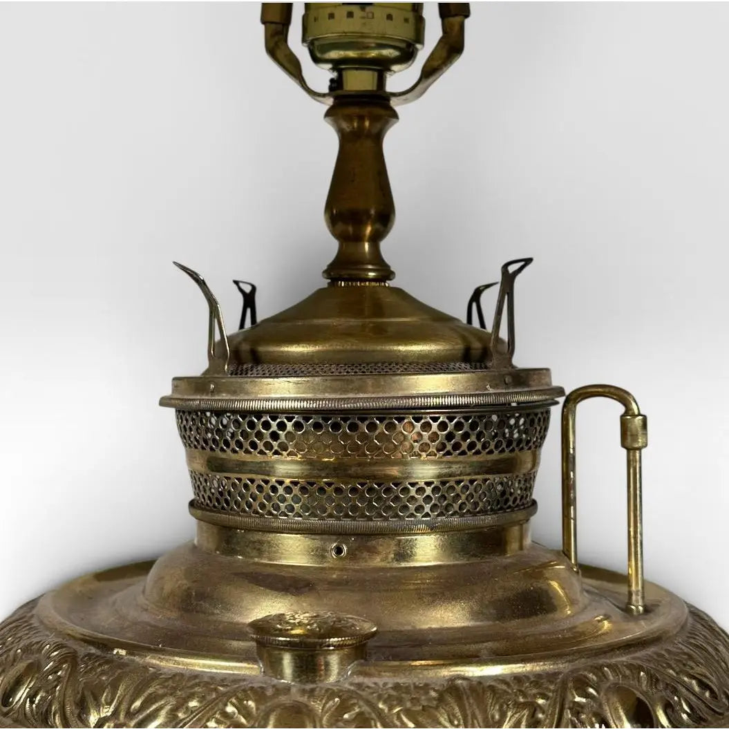 Antique Thomas B Adams and Sons Electrified Brass Oil Lamp