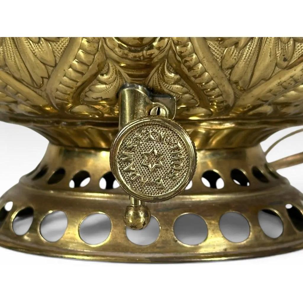 Antique Thomas B Adams and Sons Electrified Brass Oil Lamp