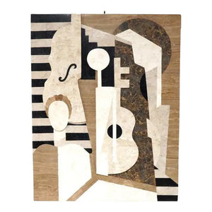Large 42-Inch Postmodern Cubist Tessellated Stone Relief Sculpture - Marquis Collection of Beverly Hills - After Juan Gris