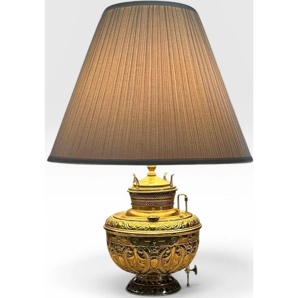 Antique Thomas B Adams and Sons Electrified Brass Oil Lamp