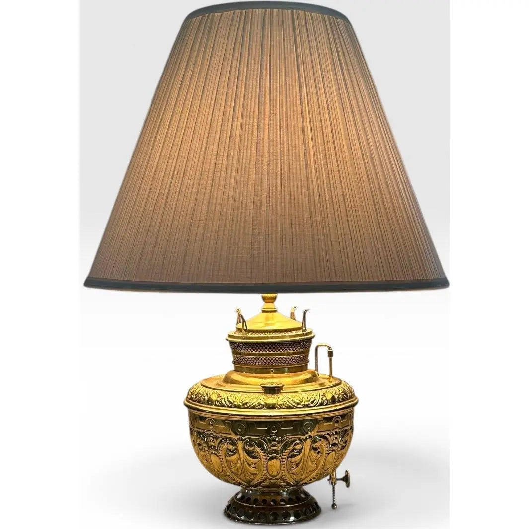 Antique Thomas B Adams and Sons Electrified Brass Oil Lamp