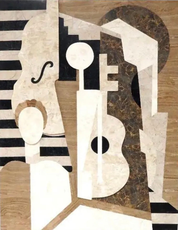 Large 42-Inch Postmodern Cubist Tessellated Stone Relief Sculpture - Marquis Collection of Beverly Hills - After Juan Gris