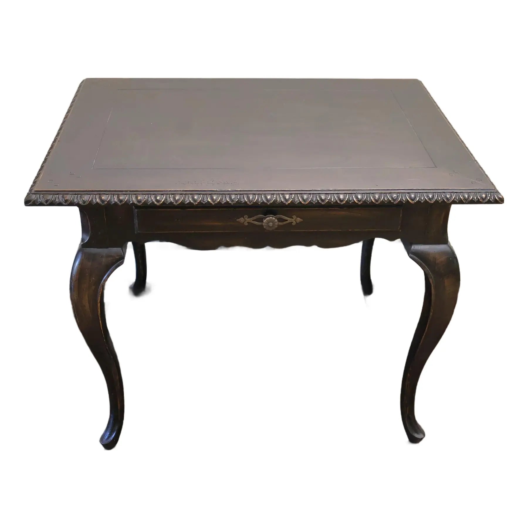 French Louis XV Style Writing Table – Hand-Carved Gadrooned Edge & Cabriole Legs