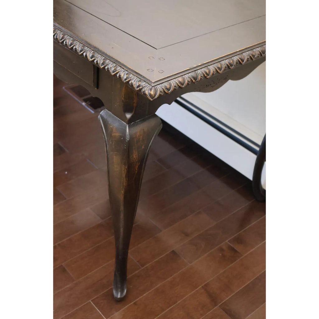 French Louis XV Style Writing Table – Hand-Carved Gadrooned Edge & Cabriole Legs