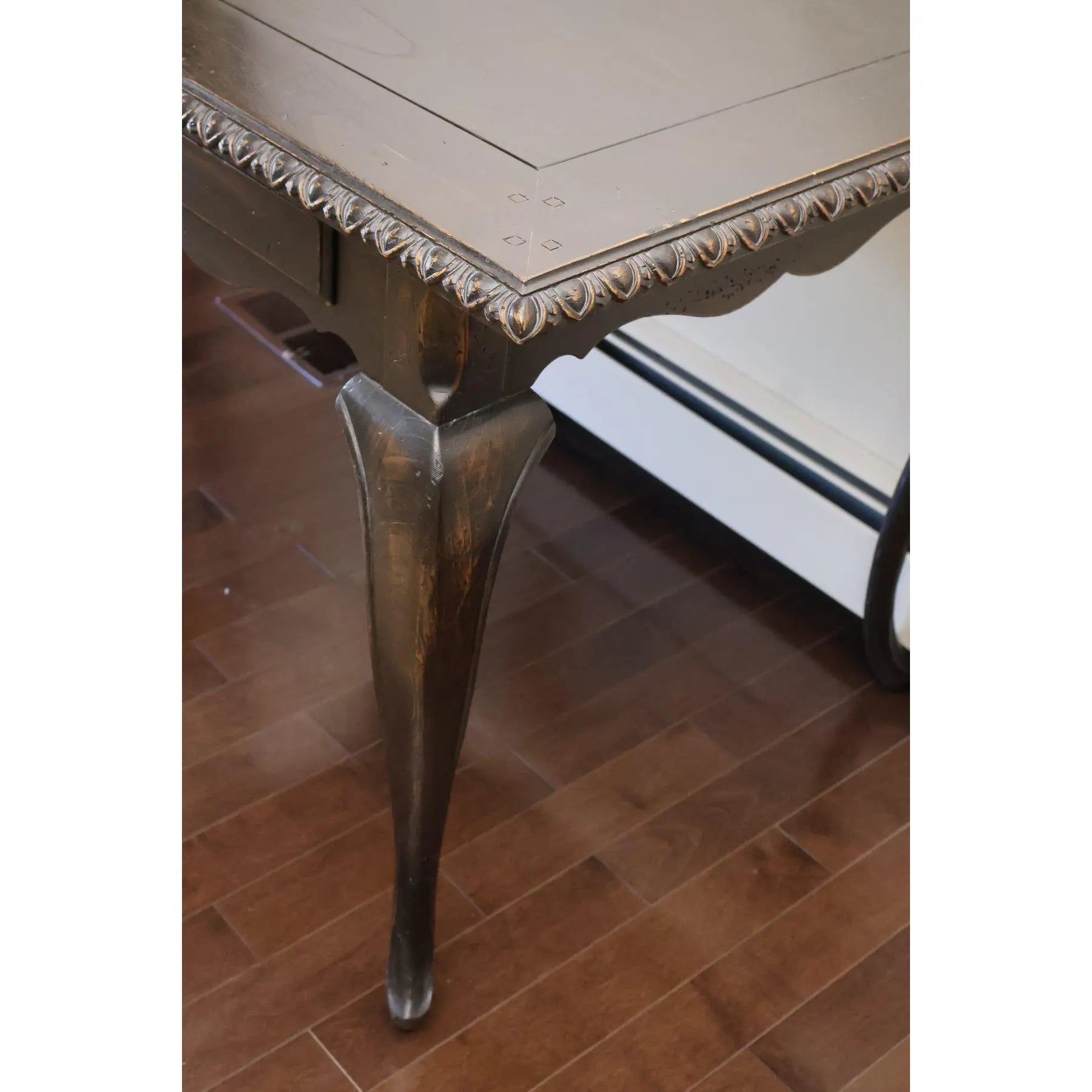 French Louis XV Style Writing Table – Hand-Carved Gadrooned Edge & Cabriole Legs