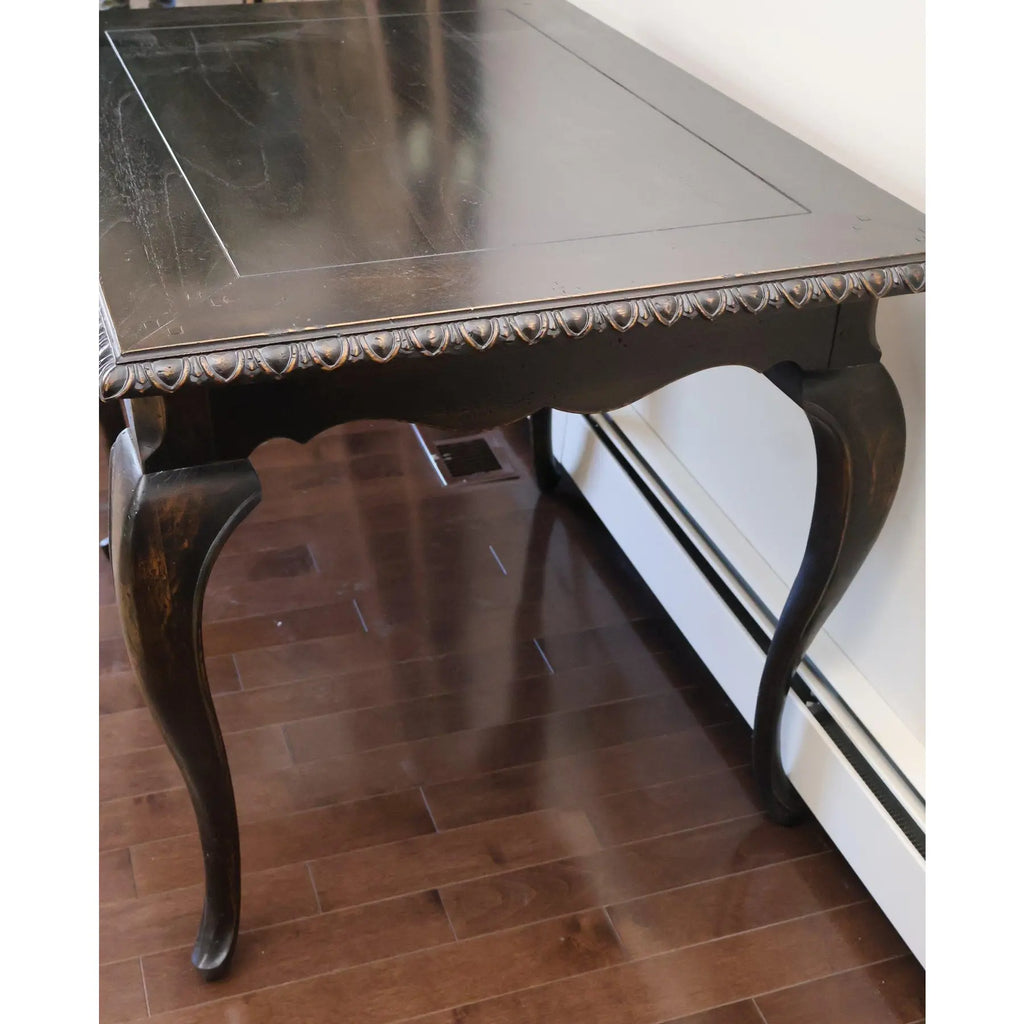 French Louis XV Style Writing Table – Hand-Carved Gadrooned Edge & Cabriole Legs