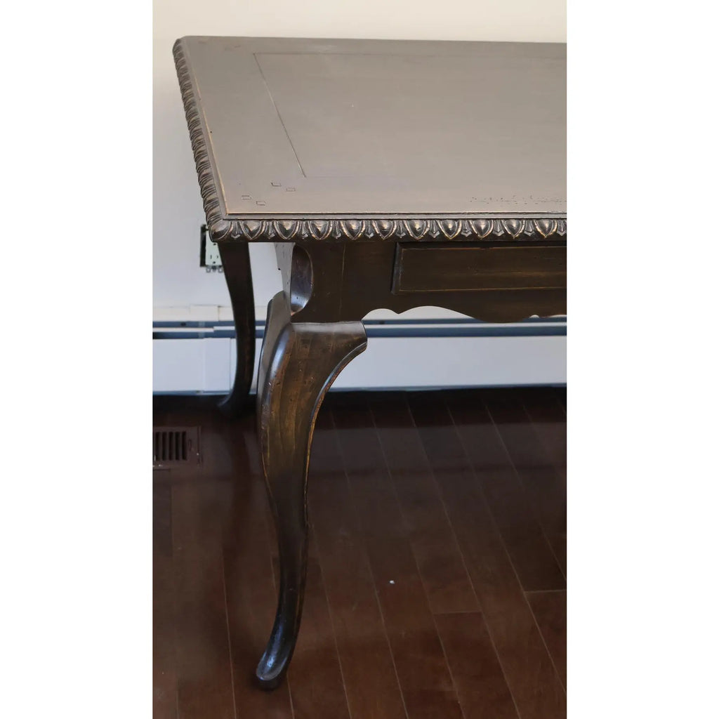 French Louis XV Style Writing Table – Hand-Carved Gadrooned Edge & Cabriole Legs