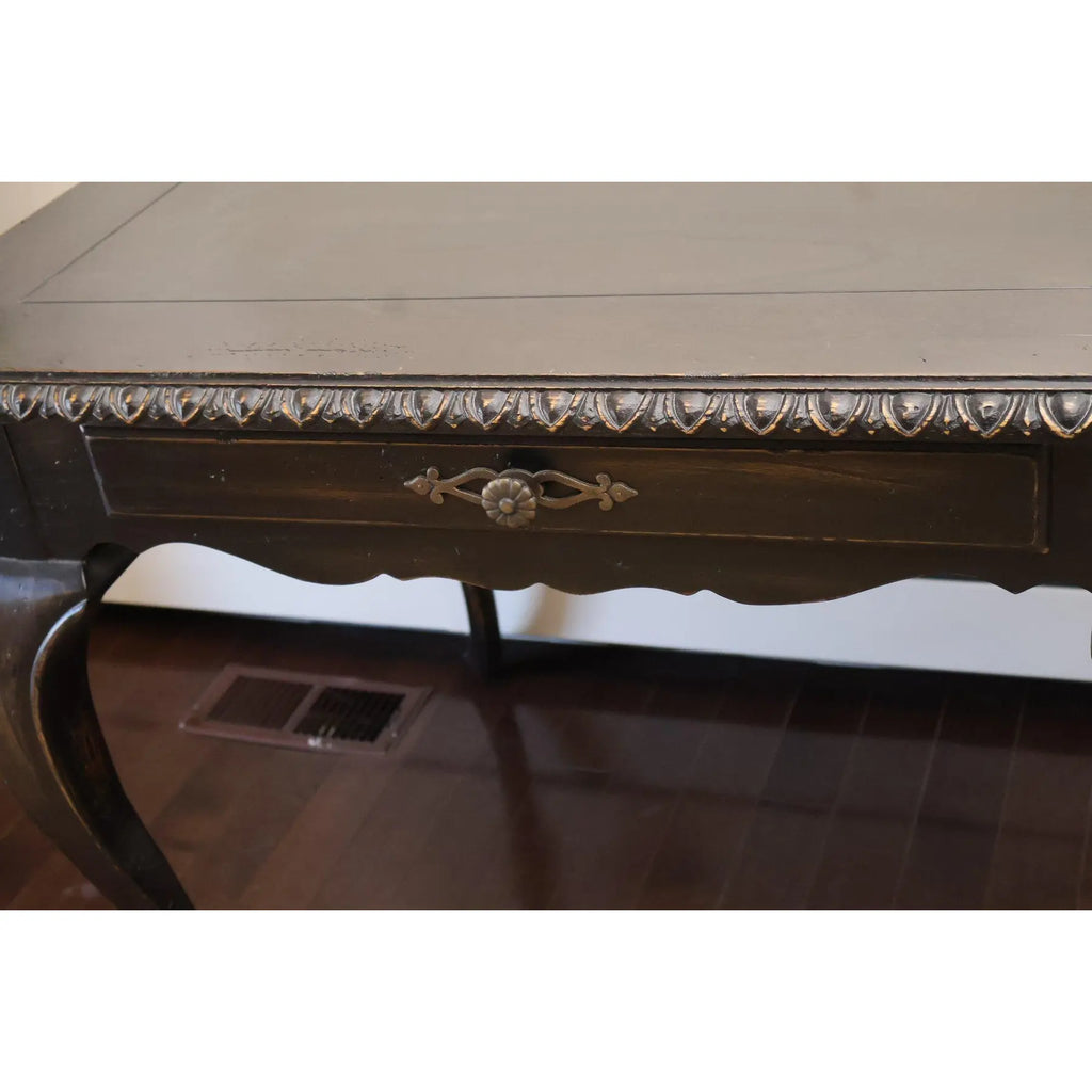 French Louis XV Style Writing Table – Hand-Carved Gadrooned Edge & Cabriole Legs
