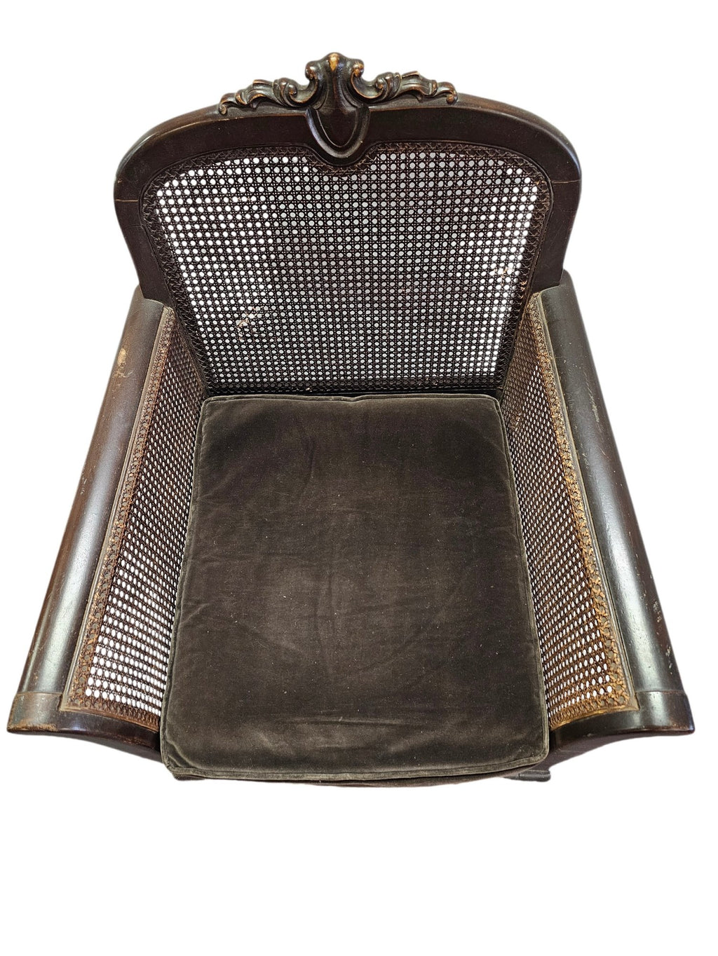 Antique French Louis XV-Style Double-Caned Bergère Wingback Armchair