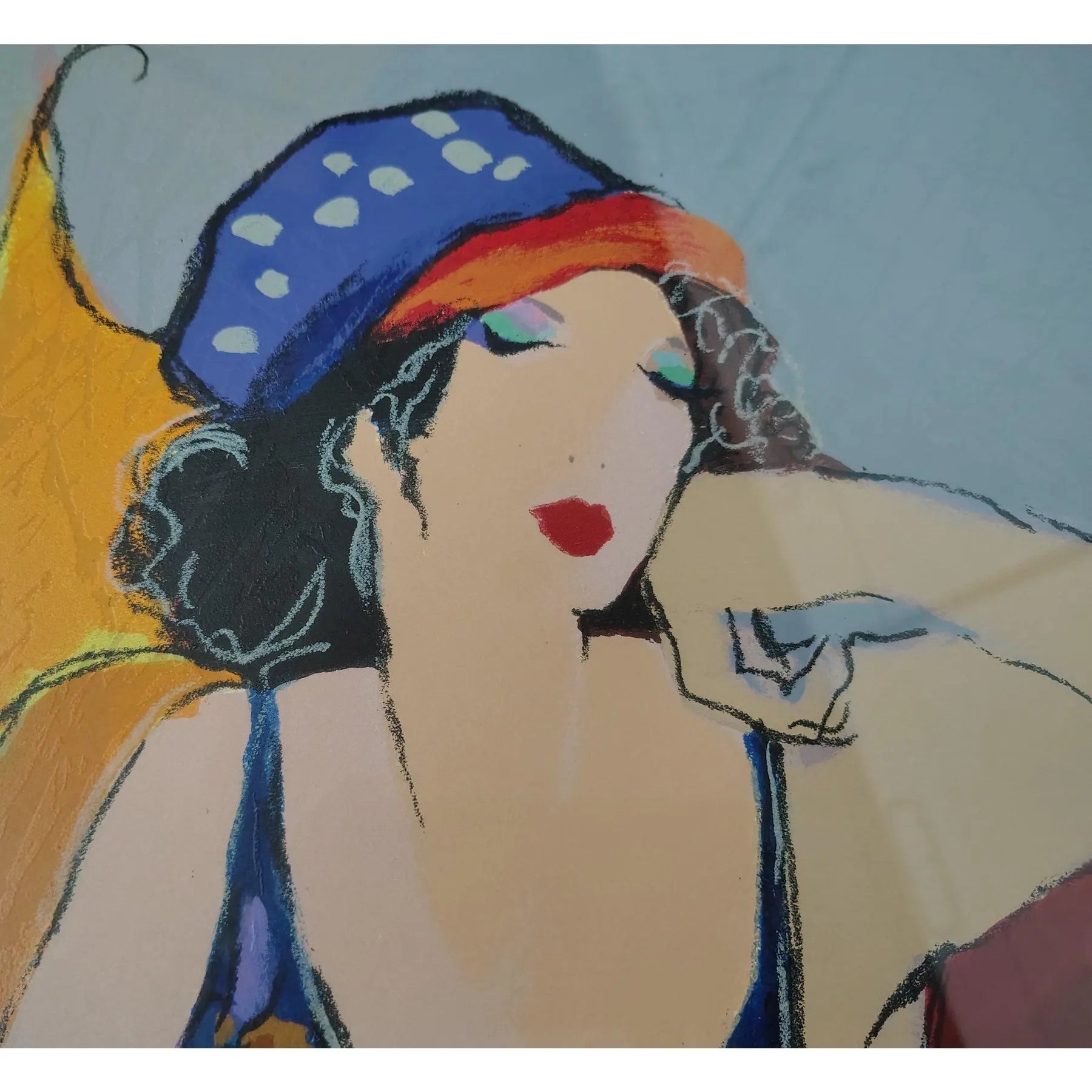 Large Signed Itzchak Tarkay Serigraph - Elegance III - Limited Edition 75/350 - Seated Woman Fine Art